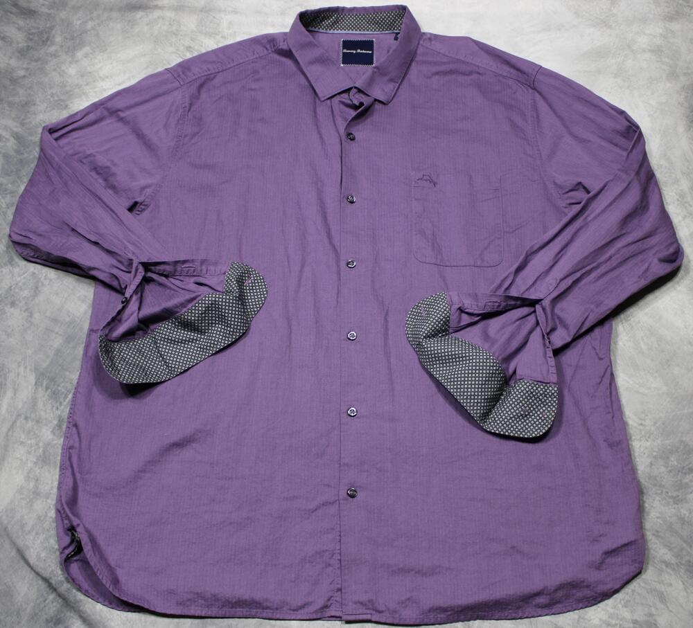 Tommy Bahama Shirt Mens 3XL Purple Pima Cotton Long Sleeve Button